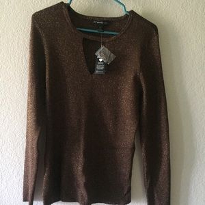 Brand New Brown blouse with gold accents